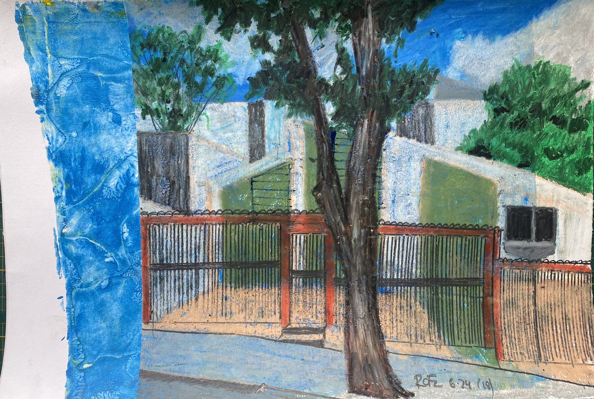 ROFZstudio's tweet photo. Number 18 of this ongoing series of fast &amp; furious oil pastel drawings, of trees on urban settings. Not planning or much thinking allowed, the sort of things I do when o don’t know what to do! #contemporaryart #latinxartist #artoflondon #contemporarydrawing https://t.co/T1uk69HLBL