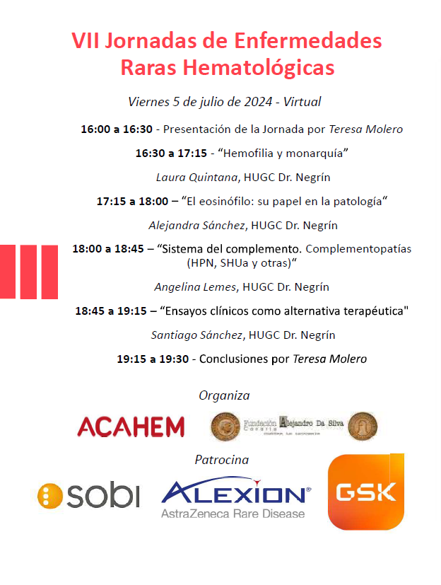 HematoNegrin's tweet photo. El 5 de julio toca la jornada de Enfermedades Raras hematológicas organizada por la Dra. Molero. Inscripciones a hospital.drnegrin.hematologia@gmail.com https://t.co/psJxXTUBUC