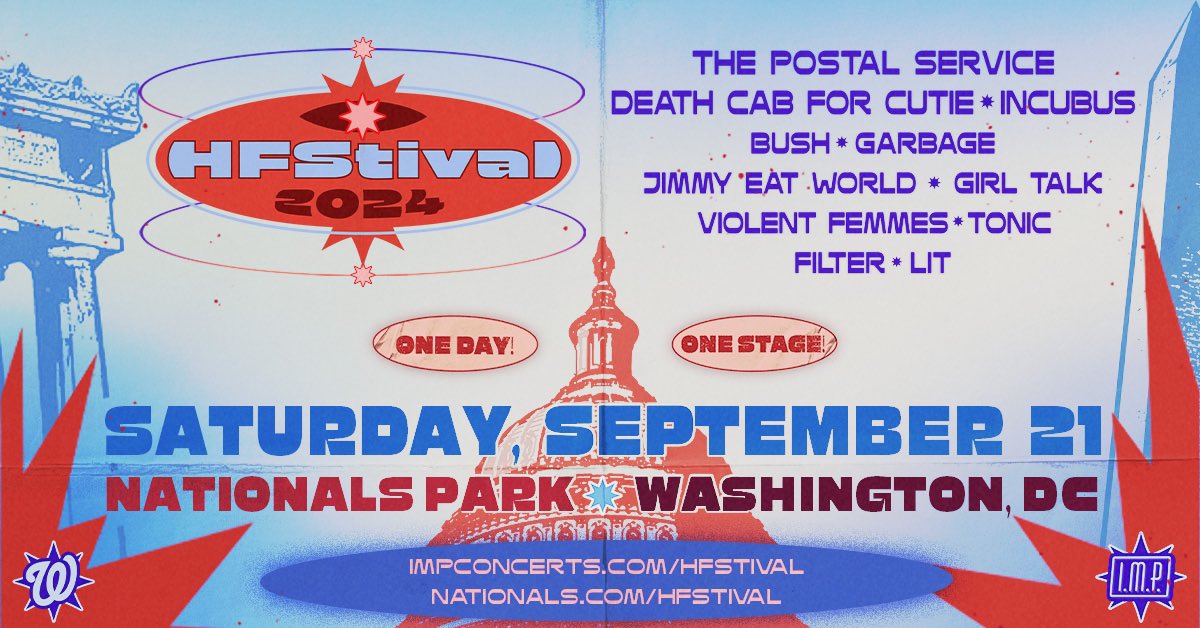 Incubus (@incubusband) on Twitter photo WASHINGTON DC!
SEE YOU SEPTEMBER 21ST FOR HFStival 2024 at <a href="/NationalsPark/">Nationals Park</a>
hfstival.request.ticketmaster.com/Splash.aspx WASHINGTON DC!
SEE YOU SEPTEMBER 21ST FOR HFStival 2024 at <a href="/NationalsPark/">Nationals Park</a>
hfstival.request.ticketmaster.com/Splash.aspx
