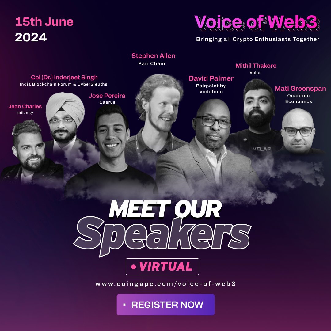 CoinGapeMedia's tweet photo. 🌐Uniting #crypto voices together to glorify the stage of @CoinGapeMedia's debut #crypto event, Voice of Web3🌟

👀Don't miss this opportunity to interact with #crypto leaders!

Register Now: https://t.co/Z1E7rDHhPk https://t.co/csiVqQC7u4