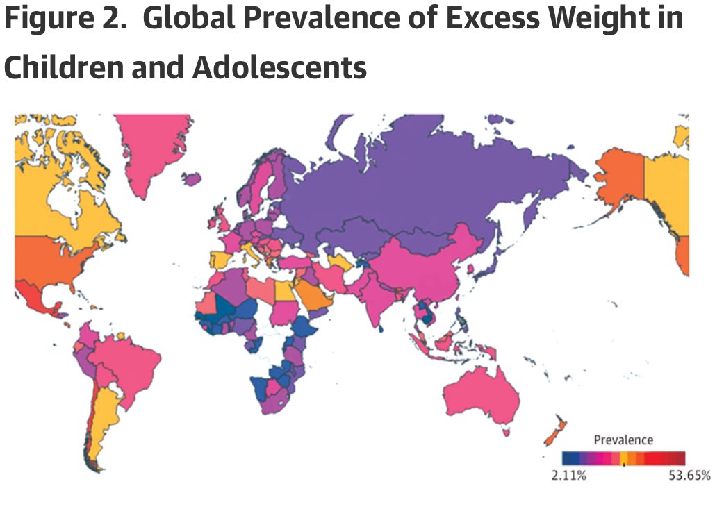 1 de cada 5 menores y adolescentes tiene exceso de peso (sobrepeso). Según los autores del estudio saltarse el desayuno o la exposición excesiva a pantallas serían patrones de riesgo para desarrollar obesidad. 
jamanetwork.com/journals/jamap…