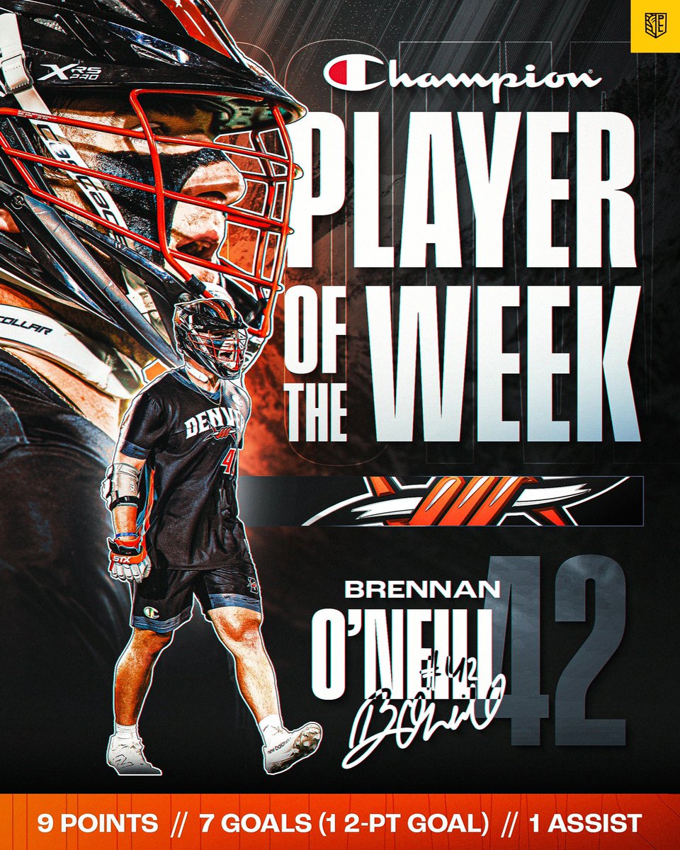A LEGENDARY PERFORMANCE 👏🔥

• 9 Points (7G, 1 2PT, 1A)
• 6 Goals in Q4 and OT
• Game-tying goal
• Game-winning goal 

Brennan O’Neill is your <a href="/ChampionUSA/">CHAMPION</a> Player of the Week.