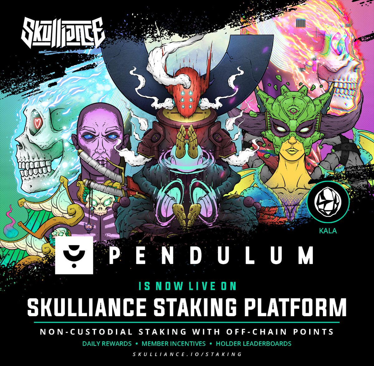 SKULLIANCE (@skulliance) on Twitter photo Skulliance is proud to announce our staking partnership with <a href="/Pendulum_NFT/">Pendulum NFT ⚖️</a>
<a href="/cozmozart/">cozmo 🏴☠️</a> is one of the most talented artists in the Cardano space and we're thrilled to finally have him, his team, and the Pendulum community join the Skulliance family!
Shout out to the Pendulum team Skulliance is proud to announce our staking partnership with <a href="/Pendulum_NFT/">Pendulum NFT ⚖️</a>
<a href="/cozmozart/">cozmo 🏴☠️</a> is one of the most talented artists in the Cardano space and we're thrilled to finally have him, his team, and the Pendulum community join the Skulliance family!
Shout out to the Pendulum team