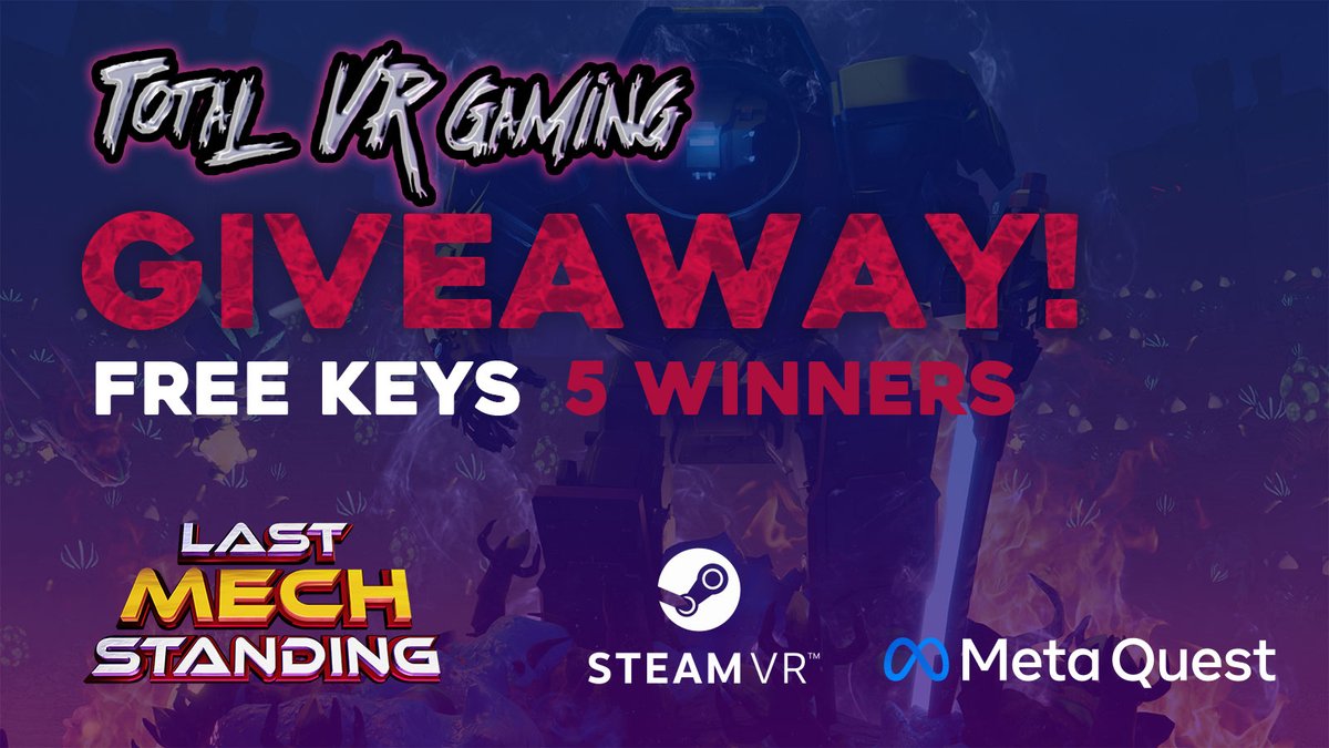 LastMechStandng's tweet photo. There's a Last Mech Standing giveaway happening on Facebook! 🎁 - https://t.co/e9XYqW1E1Q - 5 Free keys! Check it out! 🥳@GoddessRobinLV #metaquest #giveaways #steamvr #vr @totalvrgaming https://t.co/zxZAh7ELFr