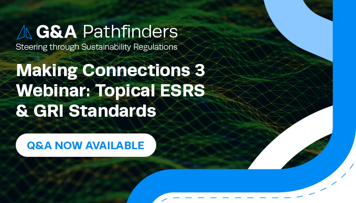 gainstitute's tweet photo. Didn't get all your questions answered? No worries. G&amp;A has compiled a Q&amp;A follow-up addressing the questions submitted at the end of the Making Connections 3 Webinar: Topical ESRS &amp; GRI Standards.  🔗 https://t.co/VAz1OzbM59 https://t.co/ImFSPmC5M4