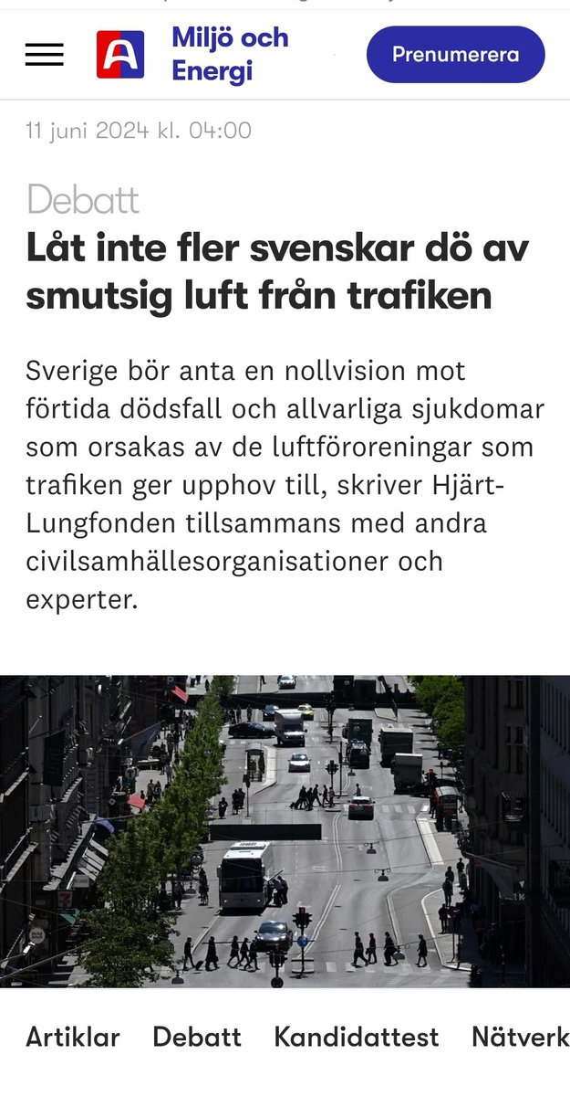 I dag är vi en avsändare till en insändare tillsammans med @hjartlungfonden <a href="/AochAF/">Astmaallergiförbund</a> <a href="/Cykelframjandet/">Cykelfrämjandet</a> <a href="/cykelstaderna/">Svenska Cykelstäder</a> läkaren <a href="/ErikMelen/">Erik Melén</a> med flera!

Du hittar insändaren på Altinget. 
#folkhälsa #friskluft #föroreningar