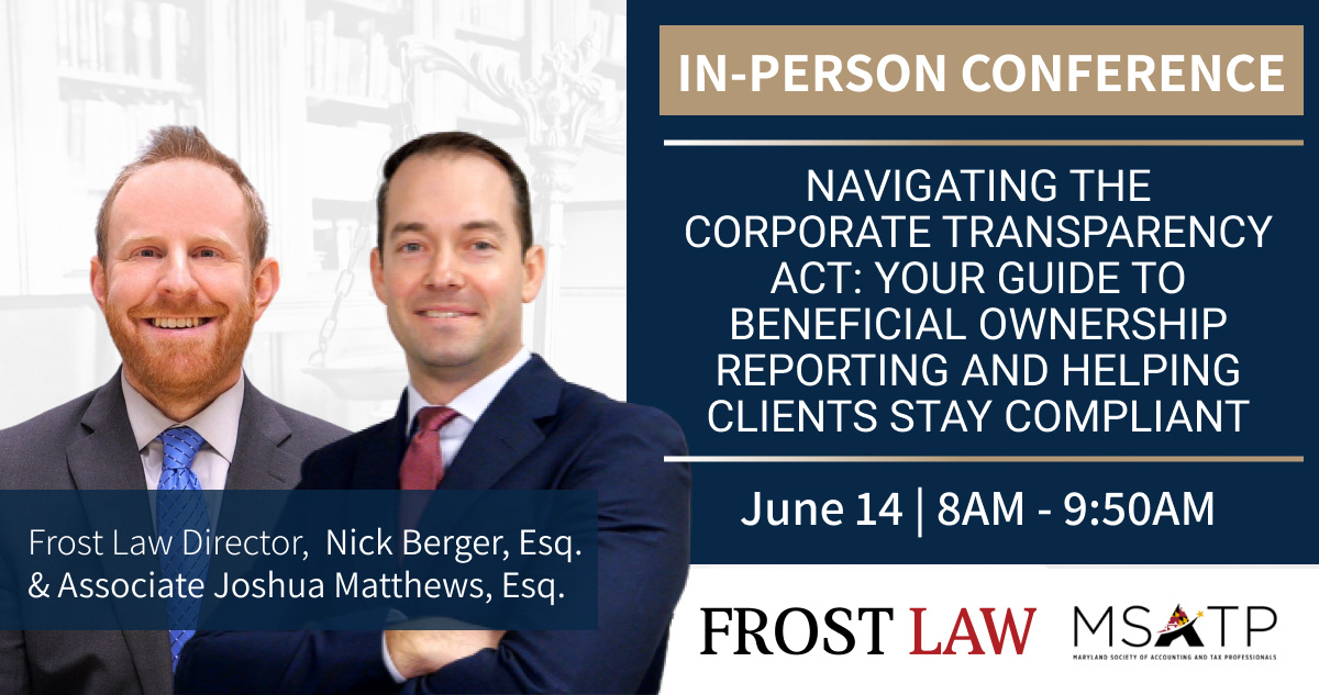 IRSTaxIssues's tweet image. Join Frost Law at the Business Builders Conference on 6/14 for 2 insightful presentations: Corporate Transparency Act at 8 AM and  IRS debt resolution at 10 AM. Register now: bit.ly/4aXkJfd 

#CorporateTransparencyAct #CTA #IRSDebt