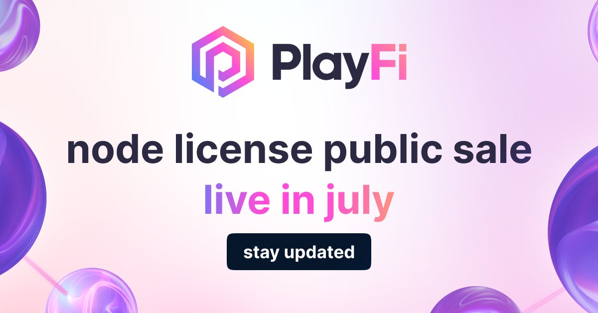 Our node license public sale will go live in July 🚨

Operators can choose and support our powerful network features with modular nodes, earning reward - all from a PC!

👇 Stay updated and earn whitelist
playfi.ai/nodes