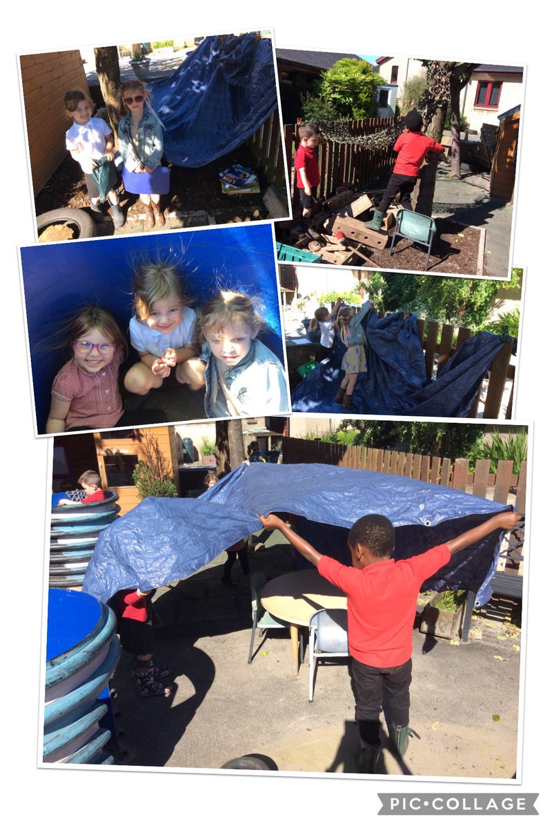Last week the children initiated their own ideas outside. “ Can we build a den?” One box of loose part’s resources and the children set to work. Planning, problem solving, interacting, helping each other and sharing to build their amazing dens.