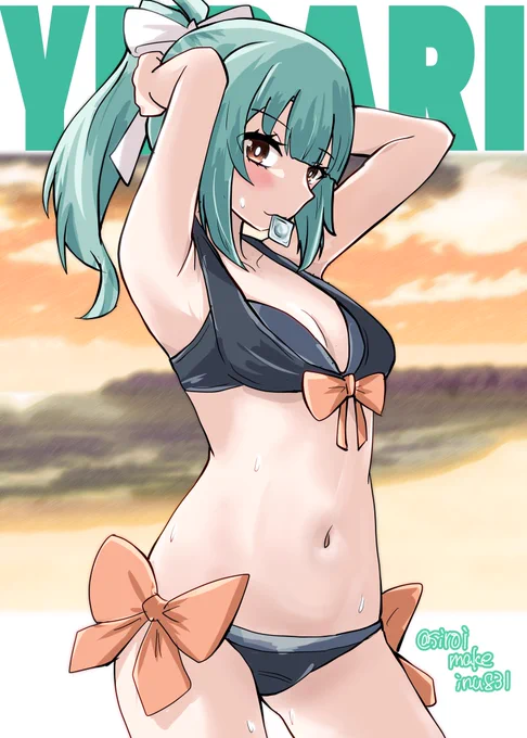 夕張「あ～、少し暑くなってきたわね。今年も夏が来るのかぁ、はっやいなぁ。」#艦これ版深夜の真剣お絵描き60分一本勝負#艦これ版真剣お絵描き60分一本勝負_20240611#夕張 