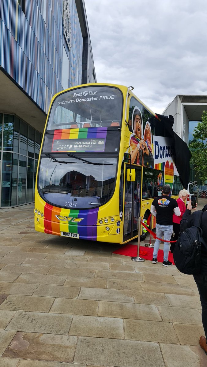 Shaun__92's tweet photo. First Doncaster - Doncaster Pride - 36277 - Volvo B9TL - Wright Eclipse Gemini 2 - BD12 TDO #donnypride #doncasterpride #newlivery #firstbus #firstbuses #firstdoncaster #firstsouthyorkshire #volvob9tl #wrighteclipsegemini2 #tuesday #11th #june #2024 @FirstSouthYorks https://t.co/d0LTZVrFst