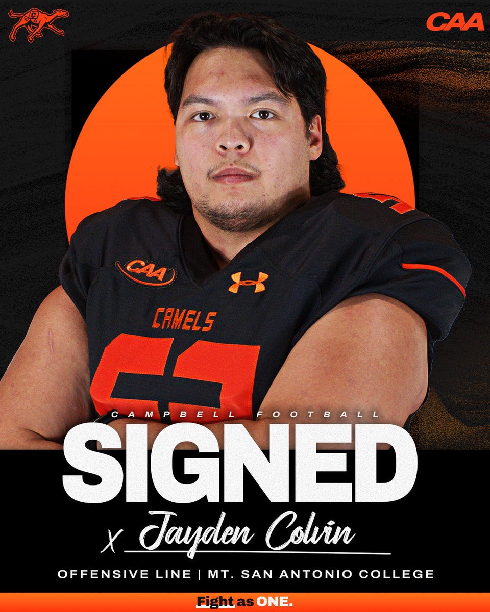 Campbell Football (@gocamelsfb) on Twitter photo ๐ข๐ฒ๐ฐ๐ท๐ฎ๐ญ โ๏ธ
Welcome to The Creek, <a href="/JaydenColvin/">Jayden Colvin</a>! #SIGNED
#FightAsONE | #RollHumps ๐ช๐ ๐ข๐ฒ๐ฐ๐ท๐ฎ๐ญ โ๏ธ
Welcome to The Creek, <a href="/JaydenColvin/">Jayden Colvin</a>! #SIGNED
#FightAsONE | #RollHumps ๐ช๐