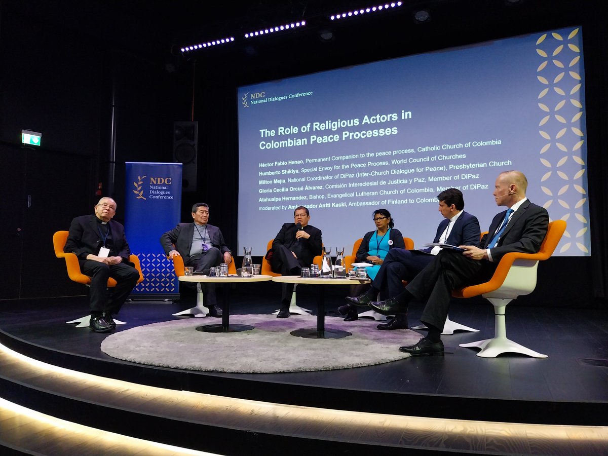 Religious actors have an important role in building peace in Colombia. Felm's partners <a href="/ielcolombia/">Iglesia Evangélica Luterana de Colombia</a> <a href="/DiPazColombia/">DiPaz</a> <a href="/Oikoumene/">World Council of Churches (WCC)</a> shared their experiences. #NationalDialogues