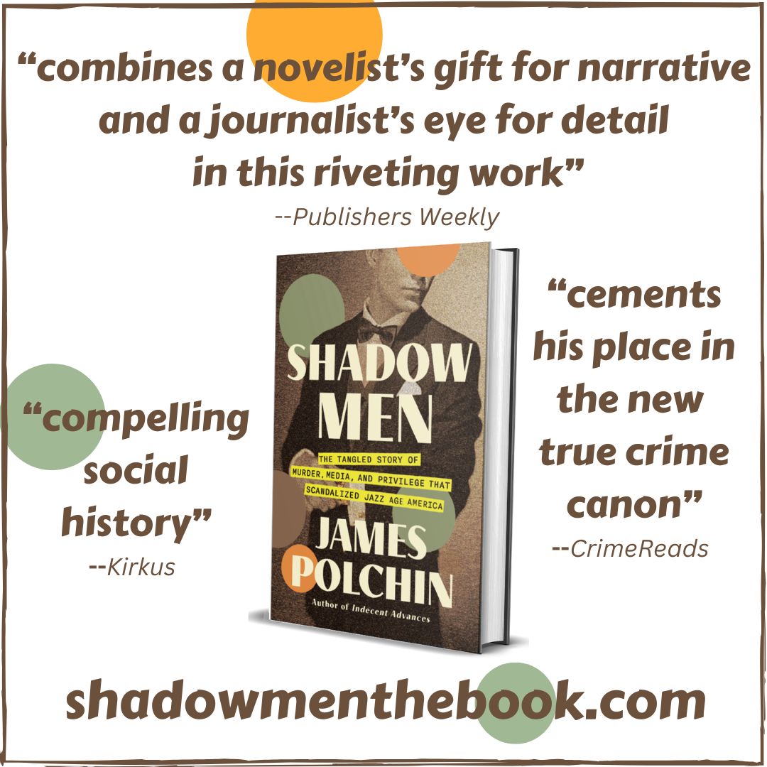 James Polchin (@jamespolchin) on Twitter photo Today SHADOW MEN is in the world! Many thanks to my agent <a href="/mullanelit/">@mullanelit</a>, my editors <a href="/DanSmetanka/">Dan Smetanka</a>
and <a href="/dan_lopez82/">Dan Lopez</a> and all the folks at <a href="/CounterpointLLC/">Counterpoint Press</a> for helping me bring this strange #JazzAge true story of crime and justice to life.
#truecrime #1920s #lgbtqhistory #justice Today SHADOW MEN is in the world! Many thanks to my agent <a href="/mullanelit/">@mullanelit</a>, my editors <a href="/DanSmetanka/">Dan Smetanka</a>
and <a href="/dan_lopez82/">Dan Lopez</a> and all the folks at <a href="/CounterpointLLC/">Counterpoint Press</a> for helping me bring this strange #JazzAge true story of crime and justice to life.
#truecrime #1920s #lgbtqhistory #justice