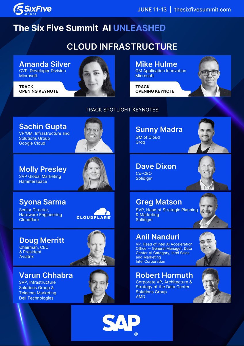 🚀 The Cloud Infrastructure Track is NOW LIVE at the #SixFiveSummit24! Join us as we dive into the world of cloud technology with experts from <a href="/Azure/">Microsoft Azure</a>, <a href="/GroqInc/">Groq Inc</a> , <a href="/Solidigm/">Solidigm</a>, and other leading companies. 
Tune in: buff.ly/3VnWYIL