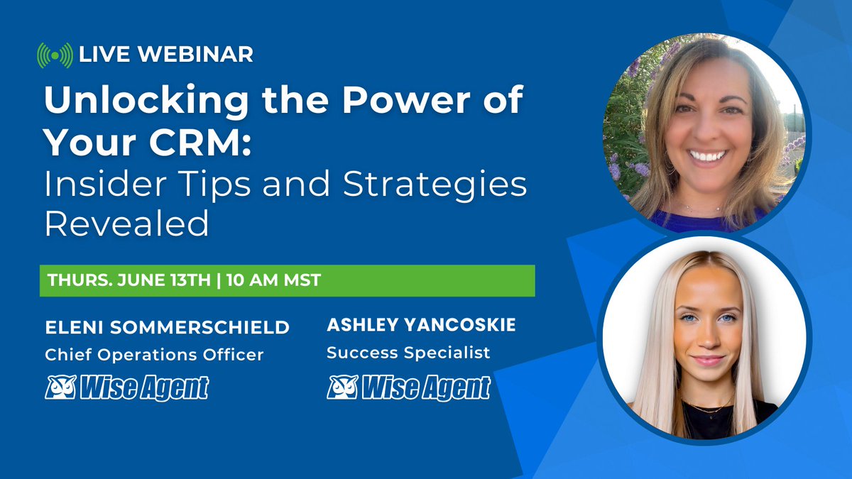This Thursday! 🗓️ Learn cutting-edge tips and strategies for maximizing your CRM's potential! 🌟 
Register now to take your real estate business to the next level 📈: bit.ly/4eenxYd 
#WiseAgent #BecomingaWiseAgent #RealEstateWebinar