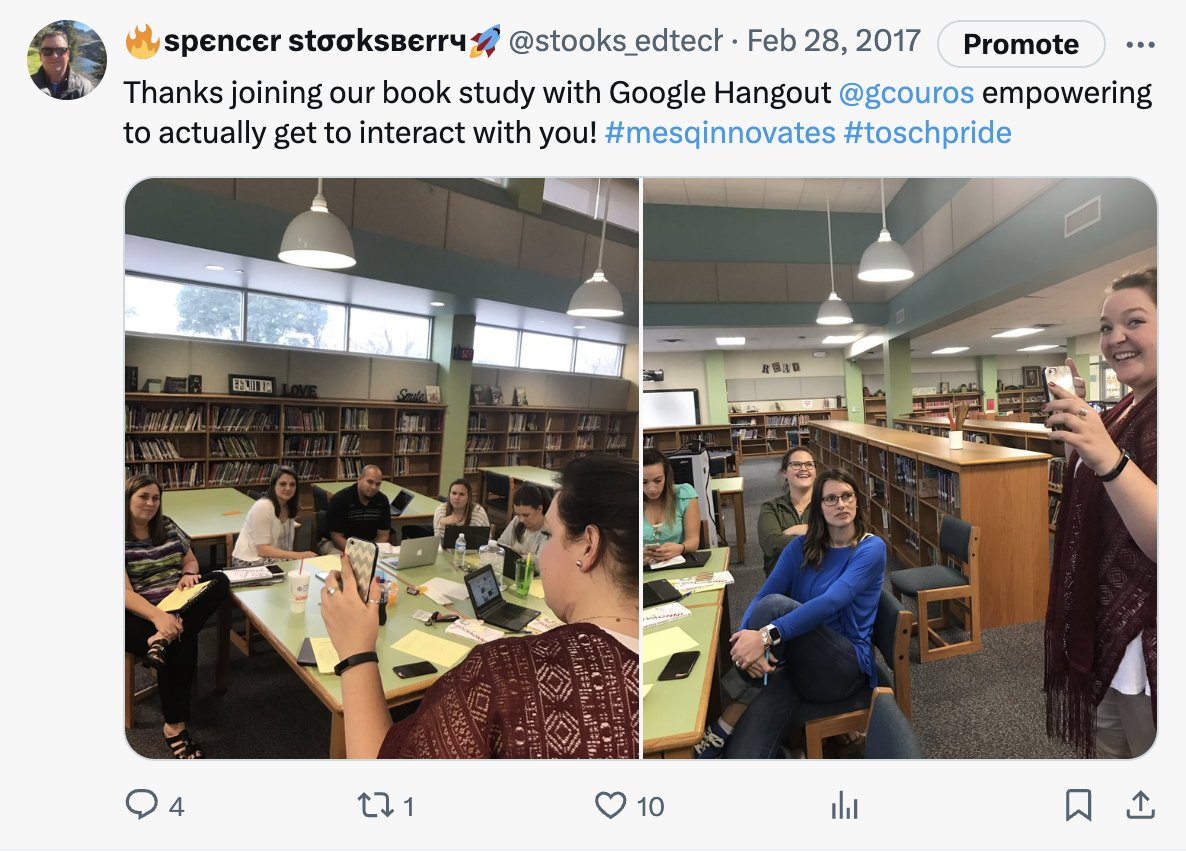 ๐ฅัpัncัr ัtฯฯkัะฒัrrั๐ (@stooks_edtech) on Twitter photo Getting to listen <a href="/gcouros/">George Couros</a> at TASA txedfest this morning was good for my soul! Got to share my awesome George story from 2017. I facilitated an "Innovators Mindset" book study at <a href="/toschelem/">Tosch Elem</a> & the man himself joined us via Google Meets from the airport! #tasa #txedfest Getting to listen <a href="/gcouros/">George Couros</a> at TASA txedfest this morning was good for my soul! Got to share my awesome George story from 2017. I facilitated an "Innovators Mindset" book study at <a href="/toschelem/">Tosch Elem</a> & the man himself joined us via Google Meets from the airport! #tasa #txedfest