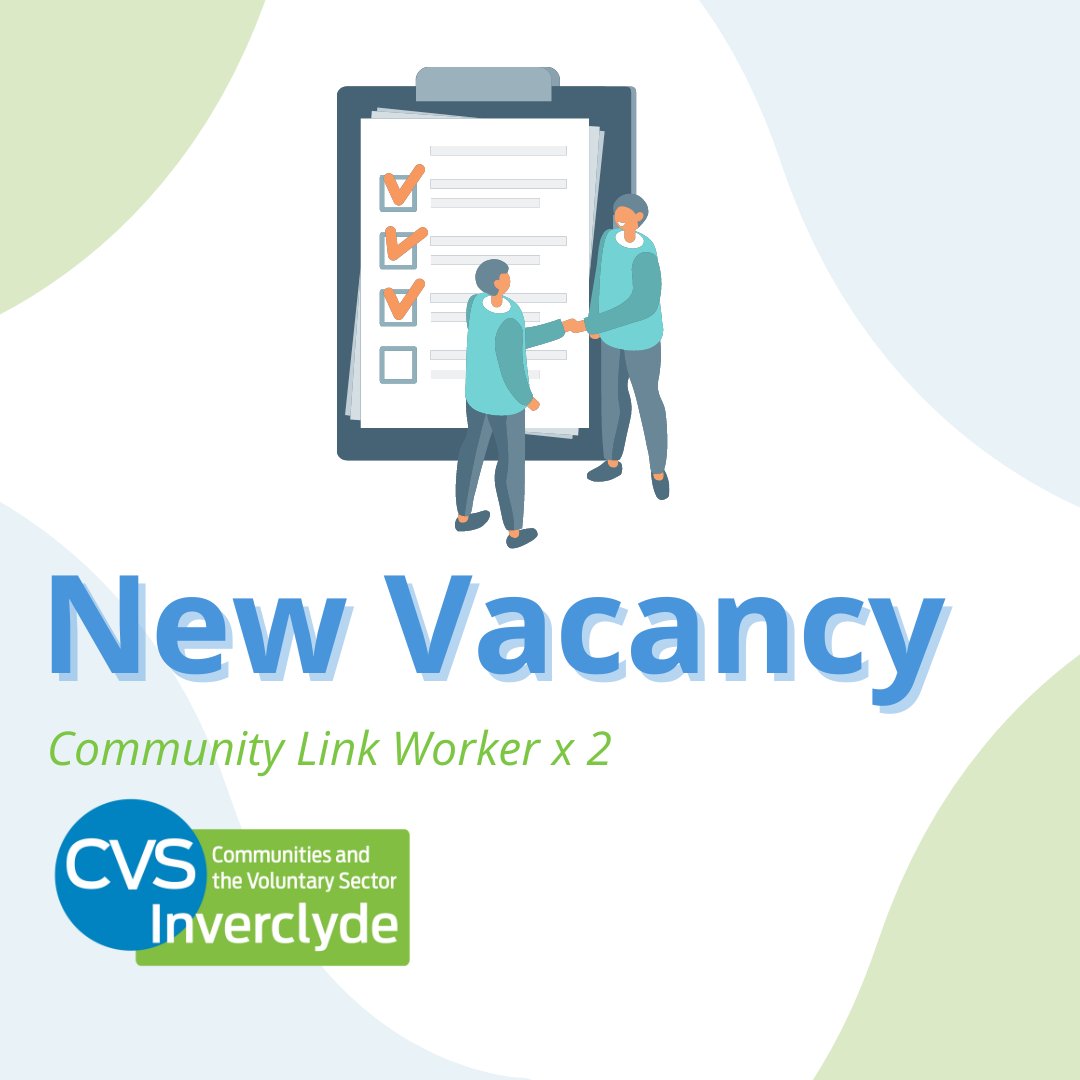 We have two exciting opportunities to join <a href="/Inverclyde_CLW/">Inverclyde's Community Link Workers</a> team and support people in Inverclyde to connect to services to boost their health and wellbeing!  

Read more and apply: cvsinverclyde.org.uk/vacancies/