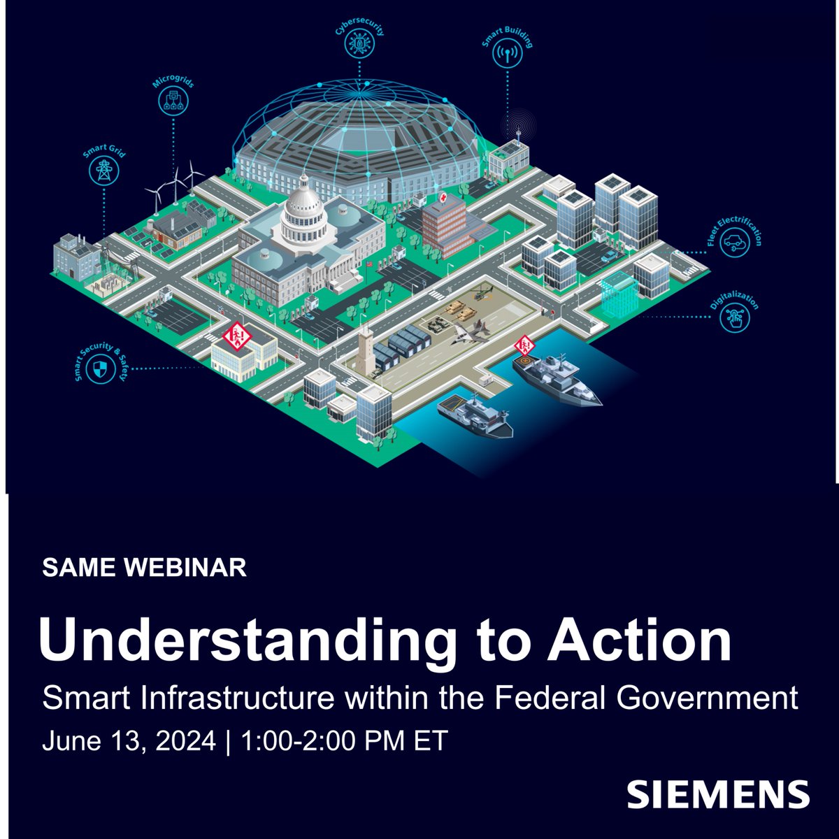 Webinar alert with #SAME! 📣 Understanding to Action: Smart Infrastructure within the Federal Government 📣 Join us on June 13 at 1:00 ET as we offer a unique look into the world of smart infrastructure and government facilities. Register here: sie.ag/3c1ghx