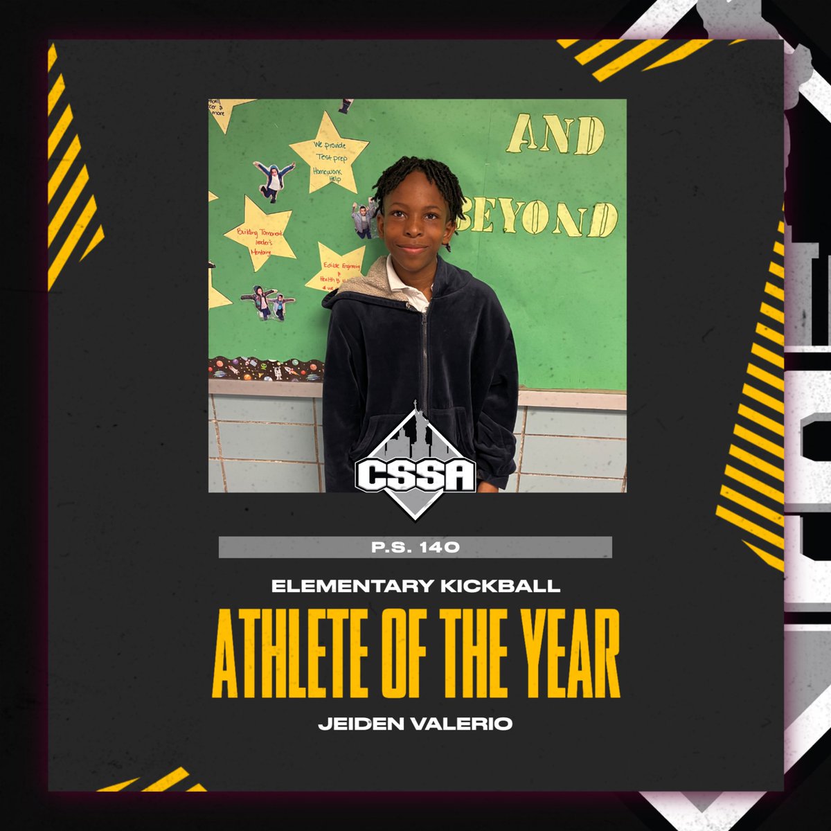 City Schools Sports Association (@cssa_nyc) on Twitter photo Congratulations to Jeiden Valerio of <a href="/PS140XEagle/">PS 140 The Eagle School</a> on being selected as the 2023-2024 CSSA Kickball Athlete of the Year! π
#cssanyc #athleteoftheyear #springawards Congratulations to Jeiden Valerio of <a href="/PS140XEagle/">PS 140 The Eagle School</a> on being selected as the 2023-2024 CSSA Kickball Athlete of the Year! π
#cssanyc #athleteoftheyear #springawards