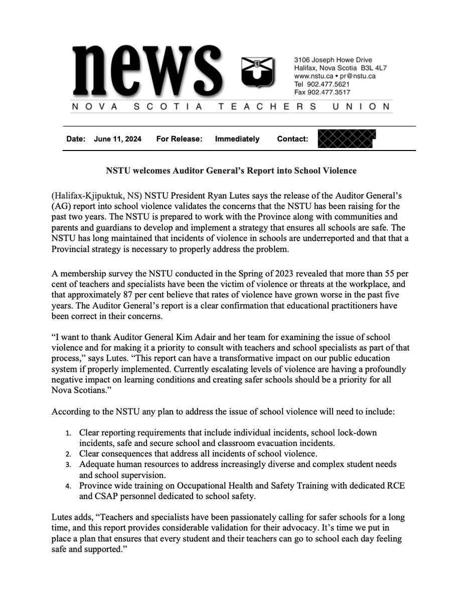 NS Teachers Union tweet media