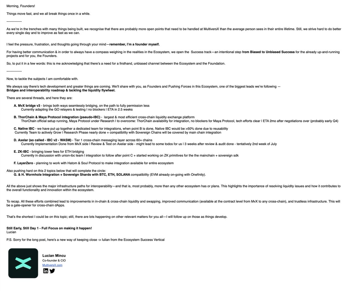 LETTER TO FOUNDERS 📑

(<a href="/lucianmincu/">Lucian Mincu</a> \ @multiversx)