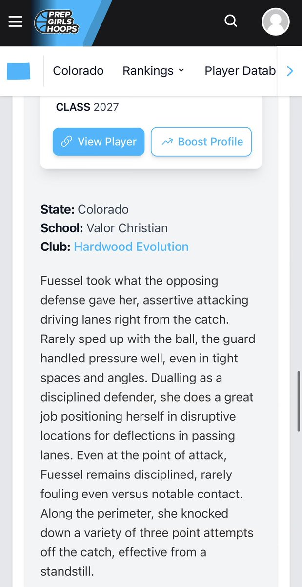 LaurenFuessel's tweet image. Thank you @PGHColorado and @claytonconover for the evaluation from @RegisRangersWBB elite camp!