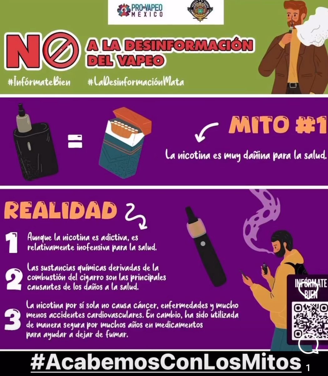 ¿Sabías que muchos mitos sobre el vape son falsos🧐. Descubre la realidad y asegúrate de informarte bien.
#VapearNoEsFurmar
#InfórmateBien
#LaDesinformaciónMata
#AcabemosConLosMitos
#Informate

Para mayor información:
cancer-code-europe.iarc.fr/index.php/es/d…