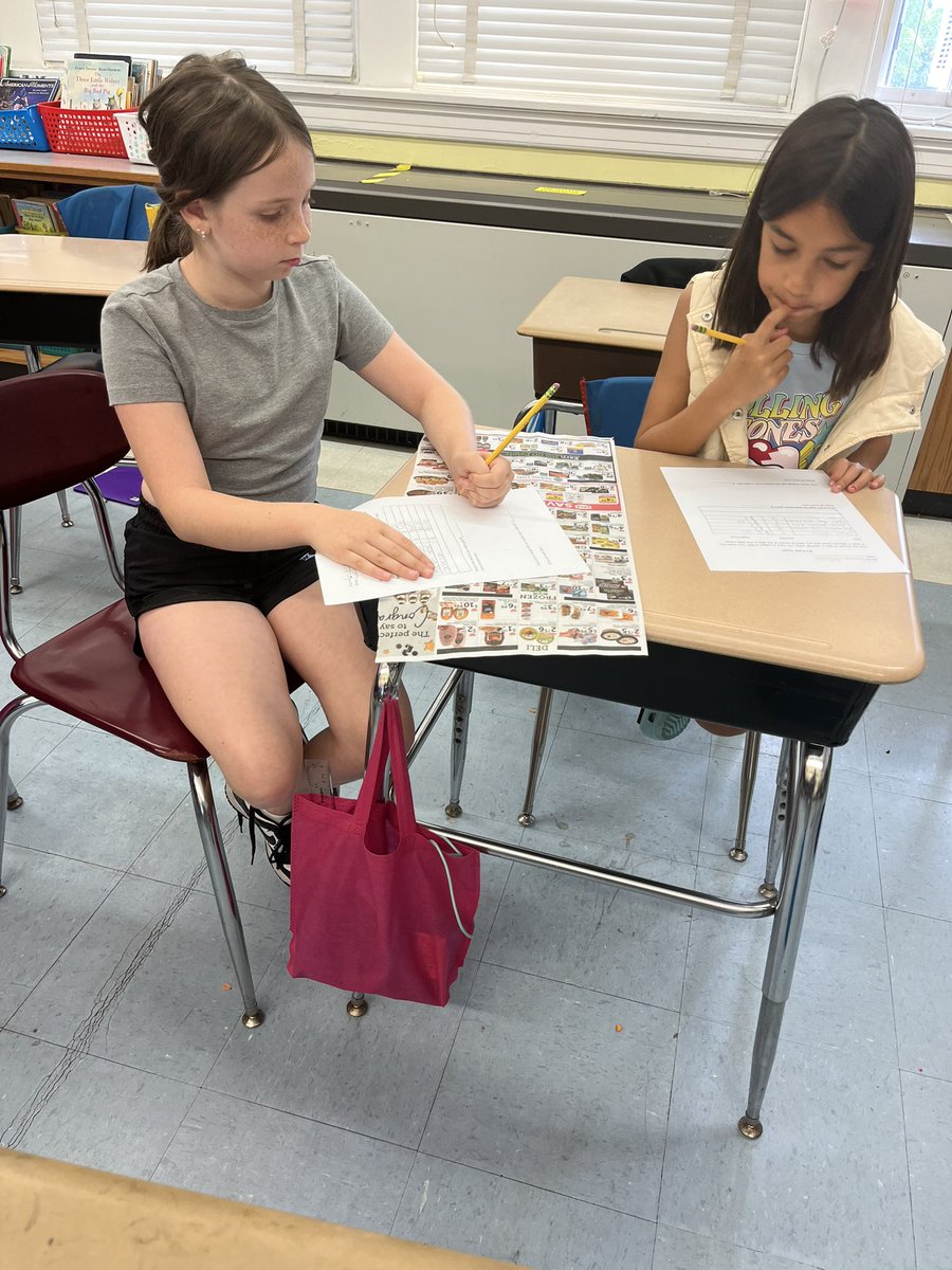 rothmancamp's tweet photo. Having fun adding and subtracting decimals by planning a “party” using our supermarket circular! @rothmancamp @CampAvePride https://t.co/XYXn49uHst
