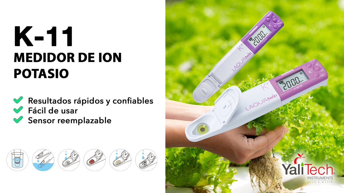 YaliTec's tweet image. 🥬 Mide el contenido de nutrientes en cultivos con una alternativa económico con el LAQUAtwin K-11, un medidor de potasio único en el mundo.

☑️ Disponible para entrega inmediata.

Llama al 📞 +56228988221 o escribe a 📧 ventas@yalitech.cl
#laquatwin #yalitech #CuidemosElPlaneta