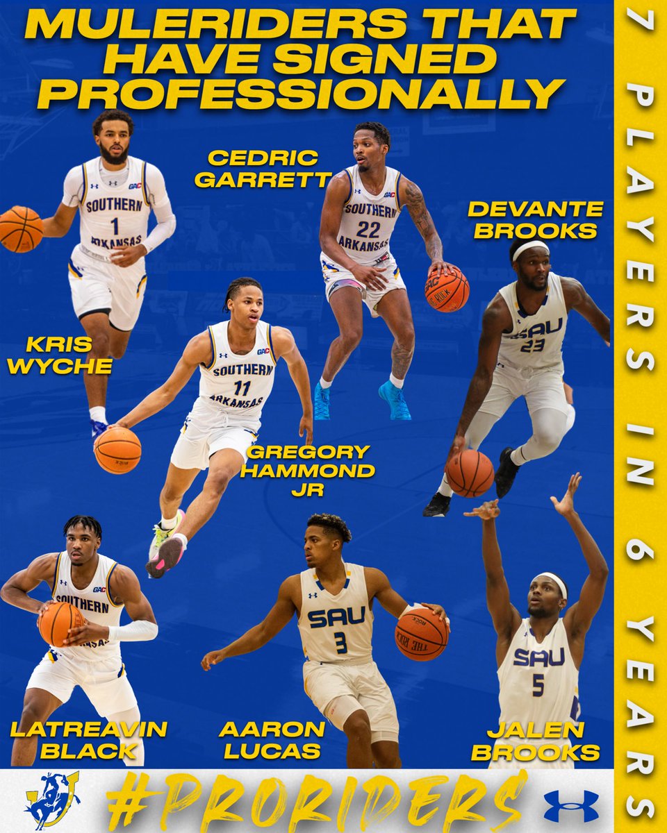 MuleriderHoops's tweet photo. Why SAU!??
Player Development is the cornerstone of our program!!
In the last 6 years we have developed 7 players that have gone on to sign professionally‼️
#ProRiders🐎 #SAUBlueCollar🔵🟡 https://t.co/jlN1qG6QPu