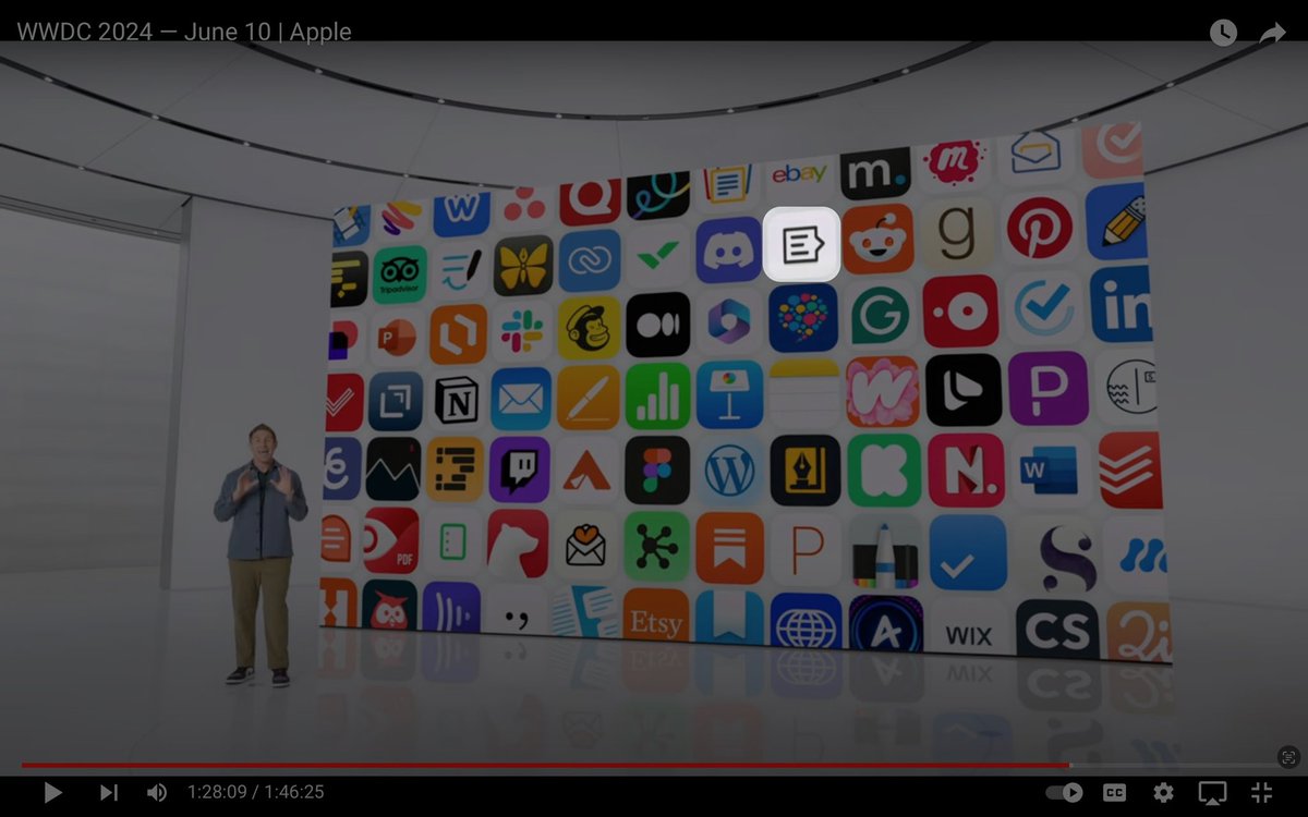 Being at #wwdc24 is super special. Seeing your icon in the keynote is 🤯