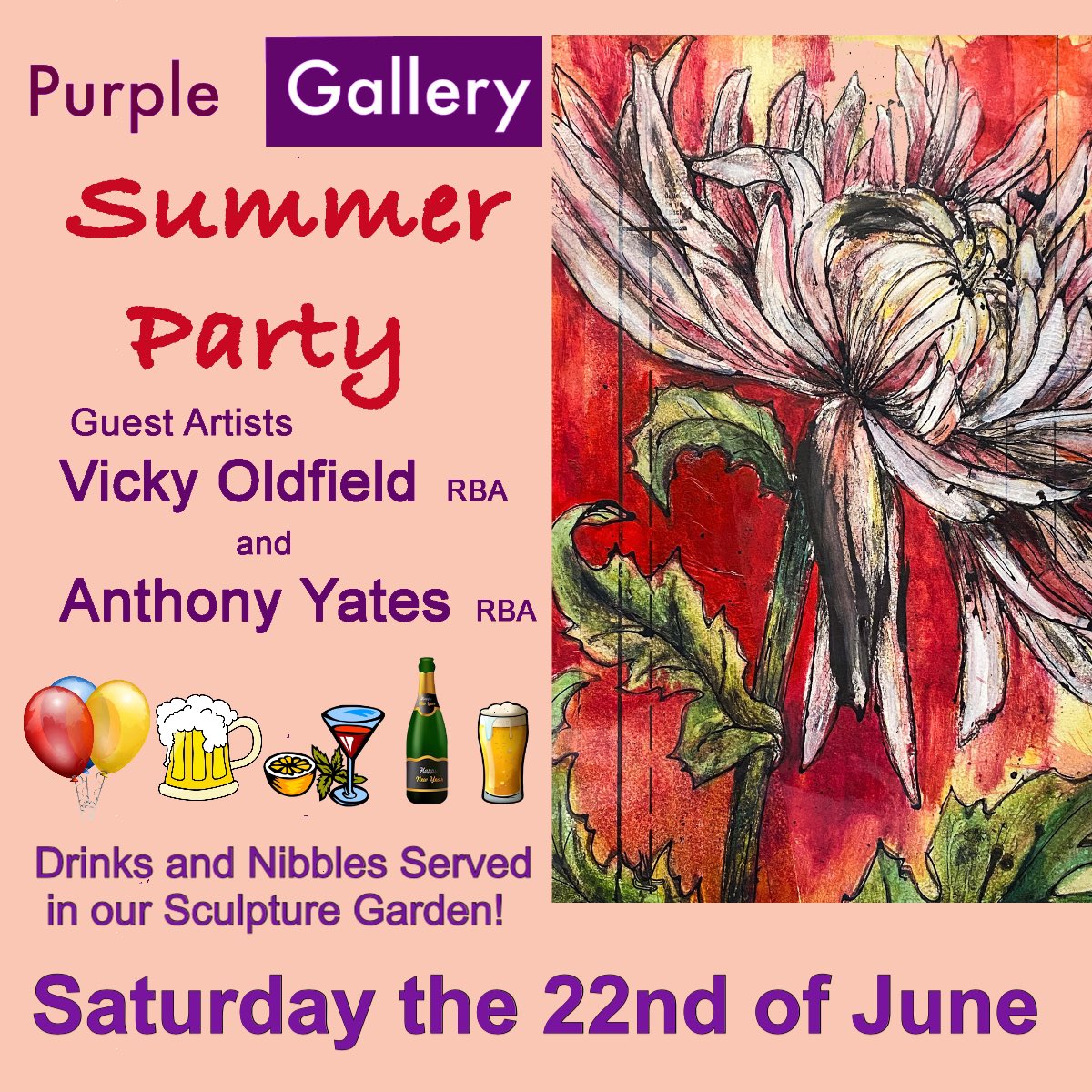 DO NOT FORGET! Our Summer Party is on Saturday the 22nd of June. Do pop in for a glass of something and a chat to our guest artists Vicky Oldfield and Anthony Yates RBA. Looking forward to seeing you all! #Birmingham   #art #gallery