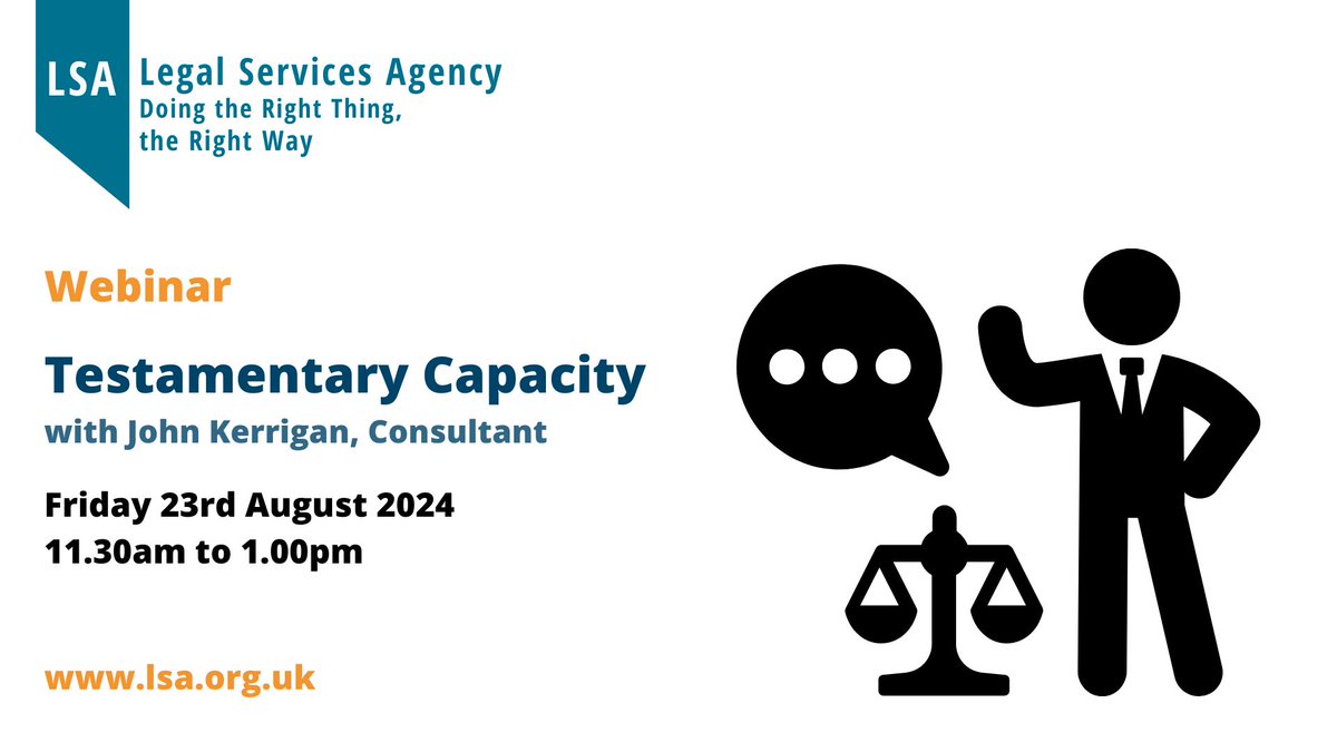 LSAlawcentre's tweet image. Private Client Practitioner? This is for You! Upgrade your skills with our #LSAwebinar featuring John Kerrigan - BOOK NOW 👉 bit.ly/testcapacity #testamentarycapacity #privateclient #will #vulnerableclients #cpd #tcpd #booknow