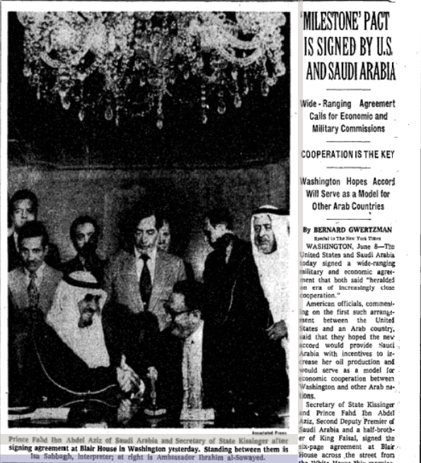 Art Berman على X: The June 1974 Agreement between Saudi Arabia and the U.S. DID NOT MENTION THE WORD OIL. It did mention solar energy! #politics #geopolitics #energy #OOTT #oilandgas #WTI #CrudeOil # Art Berman على X: The June 1974 Agreement between Saudi Arabia and the U.S. DID NOT MENTION THE WORD OIL. It did mention solar energy! #politics #geopolitics #energy #OOTT #oilandgas #WTI #CrudeOil #