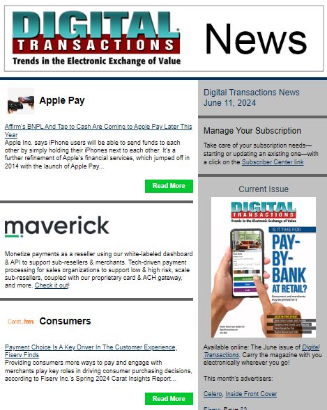 DTPaymentNews's tweet photo. Today's Digital Transactions News: Apple Tweaks Apple Pay; Payments Choice Drives the Experience; NMI’s Shopify Integration
https://t.co/5H9AfPDErx 
 #payments #ApplePay #TaptoCash #iOS18 #paymentschoice #consumers #Fiserv #NMI #shopify #ecommerce #mcommerce #BNPL https://t.co/mjQsG7H7TR