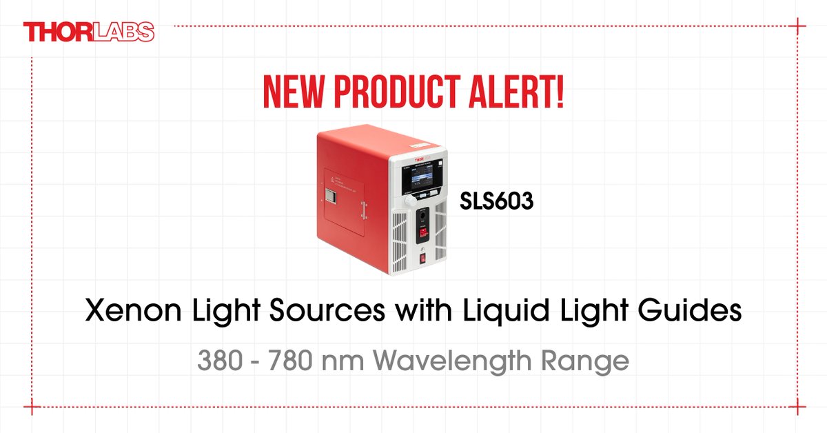 Thorlabs's tweet photo. Our new Xenon Arc Light Sources generate a broad spectrum that overlaps with common filter sets for biological imaging, including fluorescence microscopy.
Learn more at https://t.co/xNUeGUgyin.
#BroadbandLightSource #Fluorescence #Microscopy #LiquidLightGuide #XenonLightSource https://t.co/OaXKThZcNJ