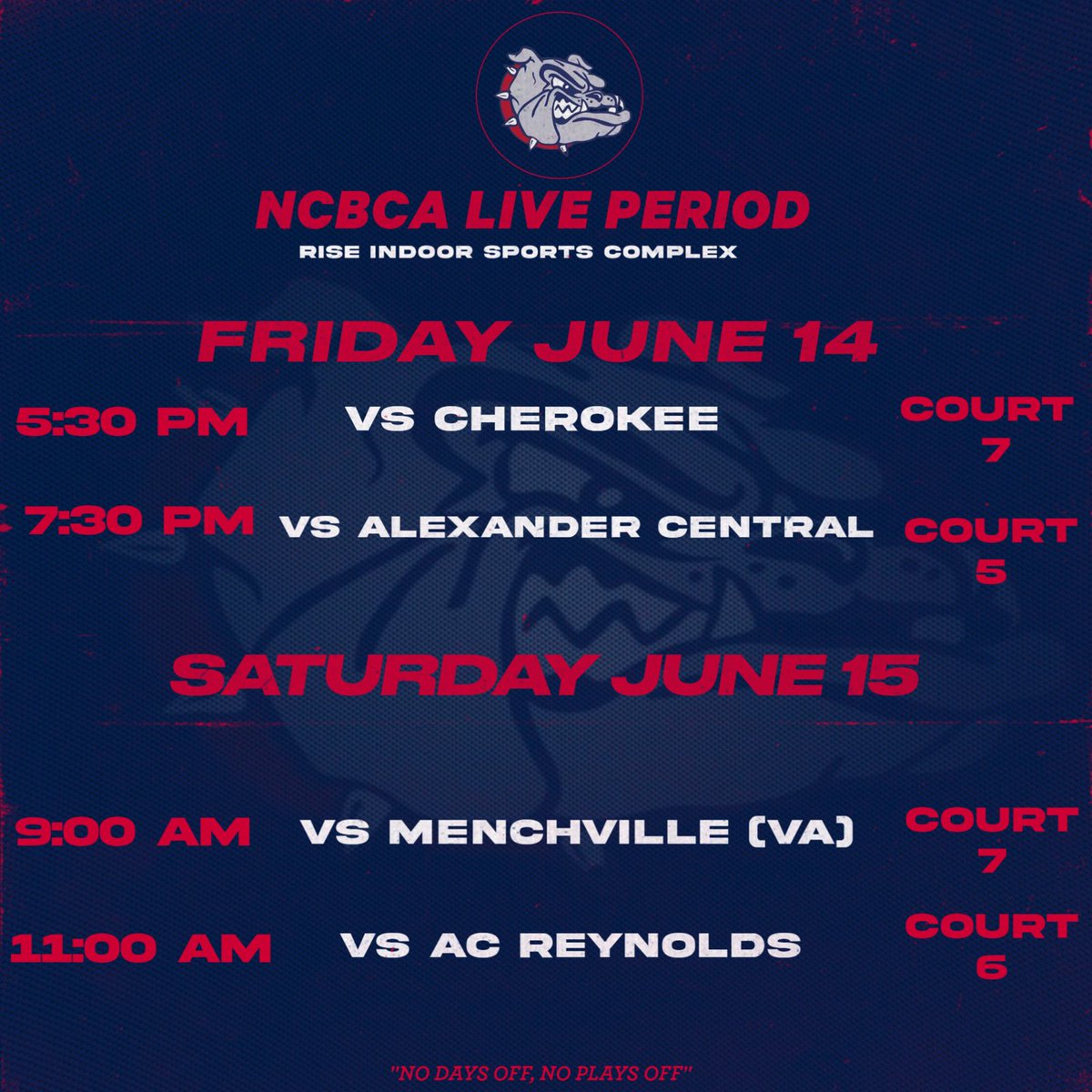 NCBCA Live Period games this weekend @ Rise