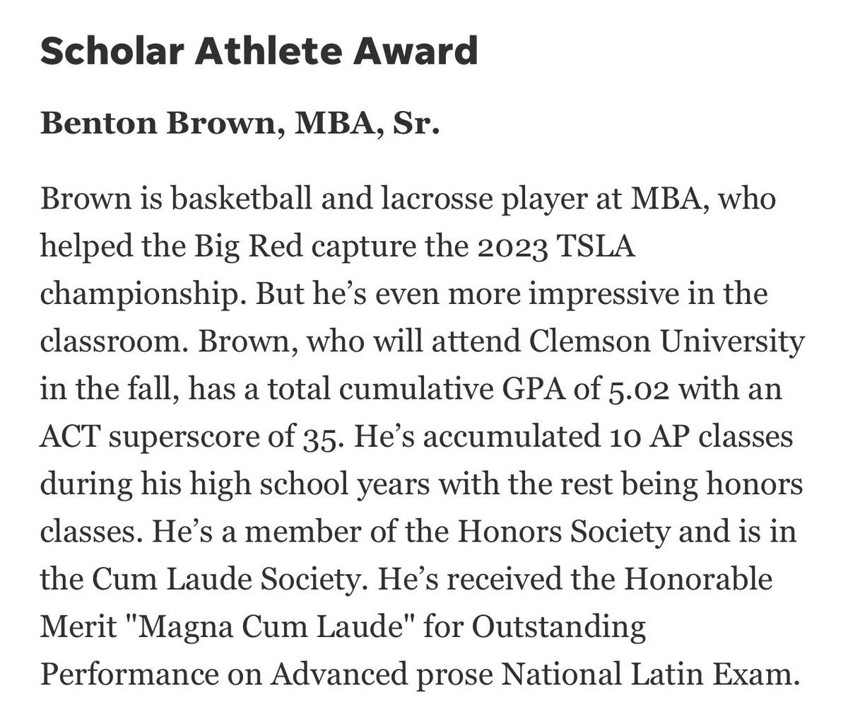 BBs logged a ton of minutes on the hardwood and lacrosse field, but he put up his best stats in the classroom. Well deserved recognition for a true Gentleman, Scholar, Athlete! 

#Meathead #RollRed
