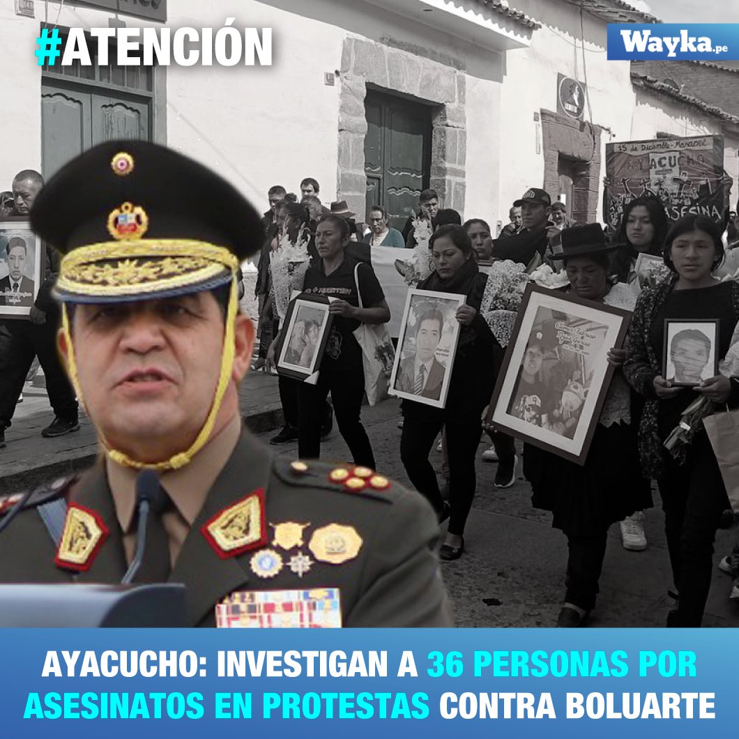 #Atención | Entre los principales investigados se encuentran el exjefe del Comando Conjunto de las Fuerzas Armadas Manuel Gómez de la Torre Araníbar; jefe del Estado Mayor Operativo de la Segunda Brigada de Infantería de Ayacucho, Luis Alberto Vivanco Palomino; y el comandante de