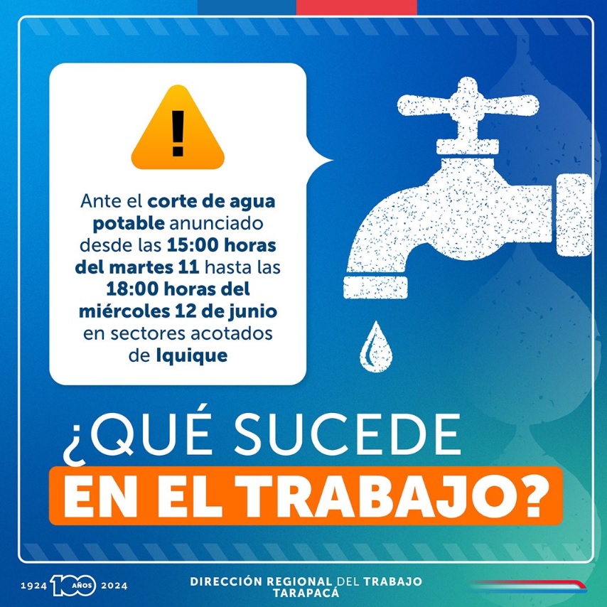 del_seremi's tweet photo. @SeremiTrab_1R ✅💦 Debido al corte de suministro de agua potable, las y los trabajadores deben tener en consideración las siguientes orientaciones. https://t.co/ikzXPQs0vM