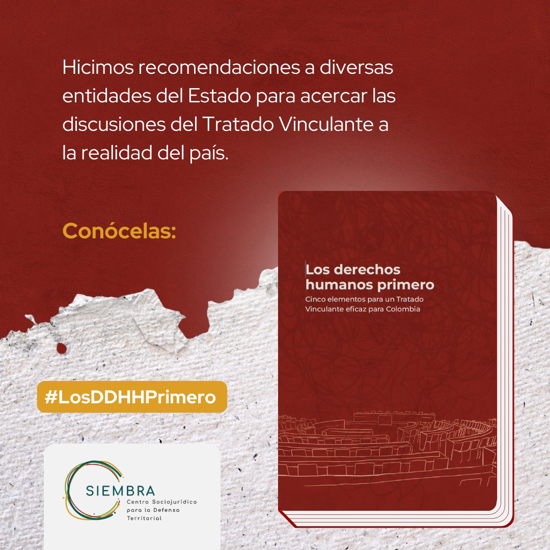 El gobierno colombiano debe integrar la discusión del #TratadoVinculante en sus políticas clave. La condena a #ChiquitaBrands por financiar paramilitares subraya la urgencia de establecer marcos regulatorios para las empresas que protejan los #DDHH.

📕bit.ly/LosDDHHPrimero