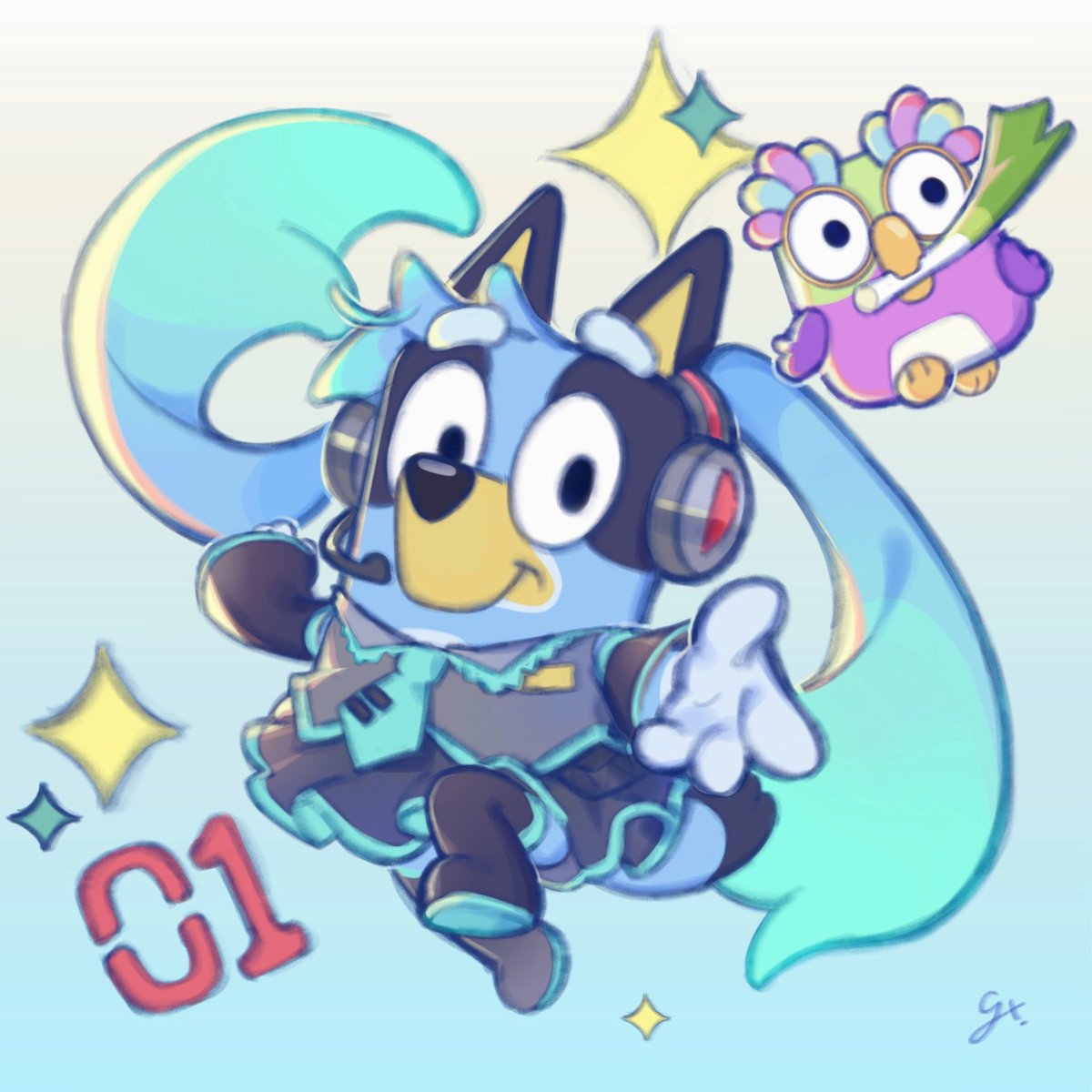Bluey X Hatsune Miku  #fanart

 #初音ミク #bluey