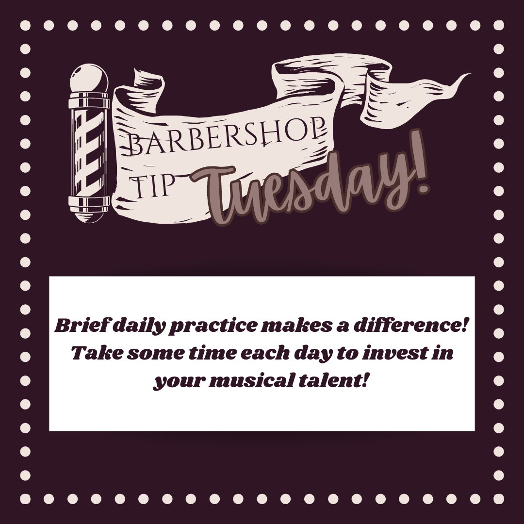 singgrc's tweet image. Barbershop Tip Tuesday:
Brief daily practice makes a difference! Take some time each day to invest in your musical talent!

#Barbershoptiptuesday #grcrocks #greaterrichmondchorus #barbershopharmony #barbershopchorus