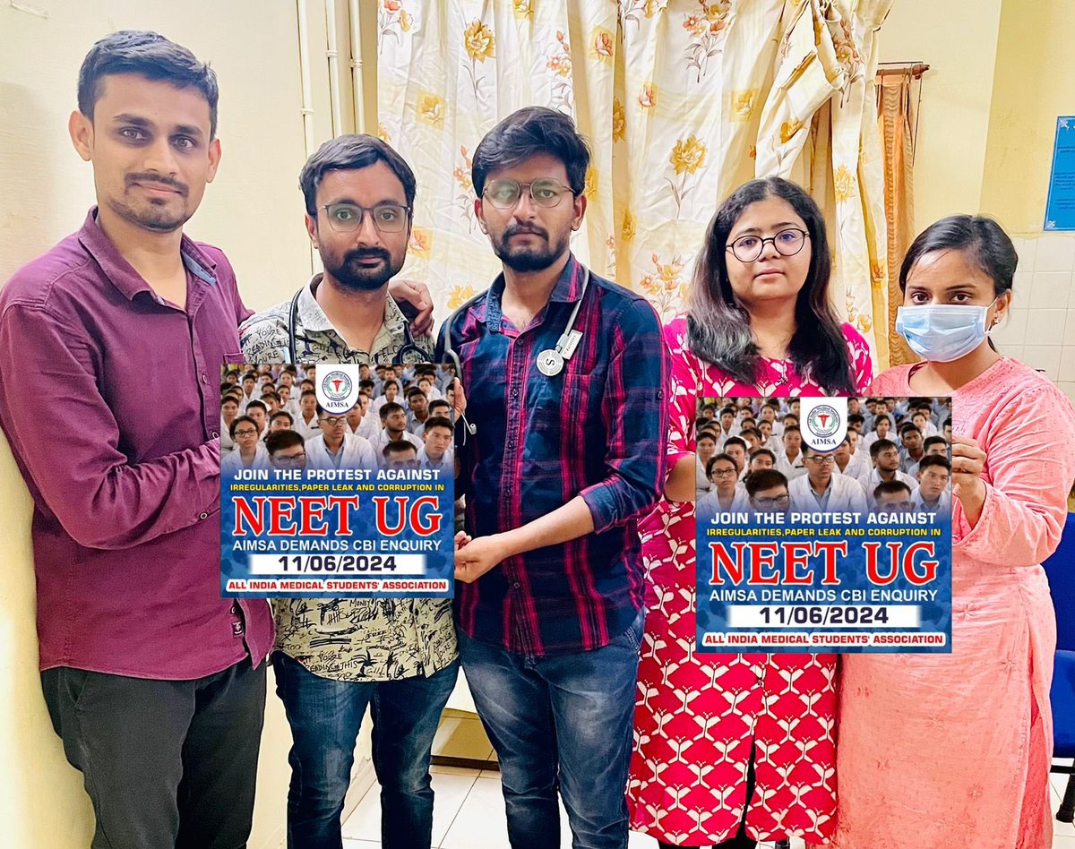 official_aimsa's tweet photo. Team AIMSA-FMSW supported the protest called by @official_aimsa regarding NEET IG irregularities and other issues. @NTA_Exams @MoHFW_INDIA @PMOIndia https://t.co/H3nEq9jFvs