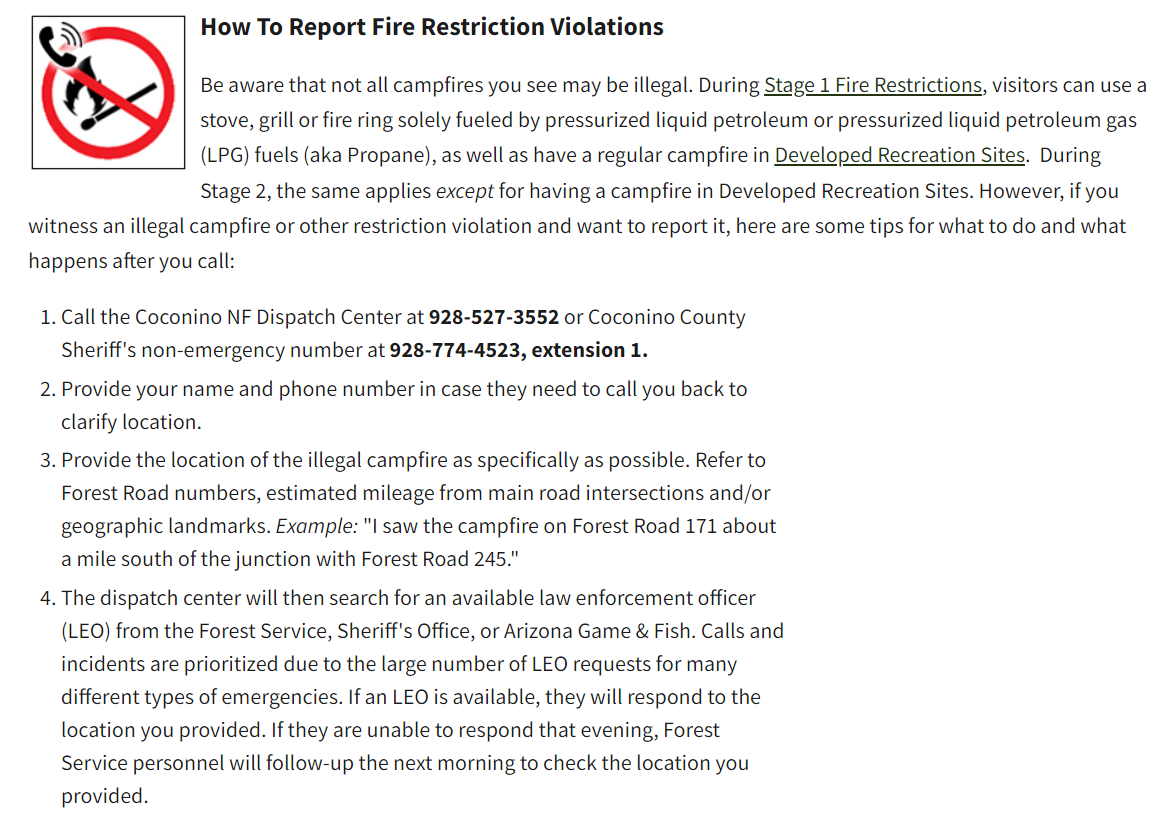 CoconinoNF's tweet photo. How do I report a #FireRestriction violation? https://t.co/FKiJsufcYn