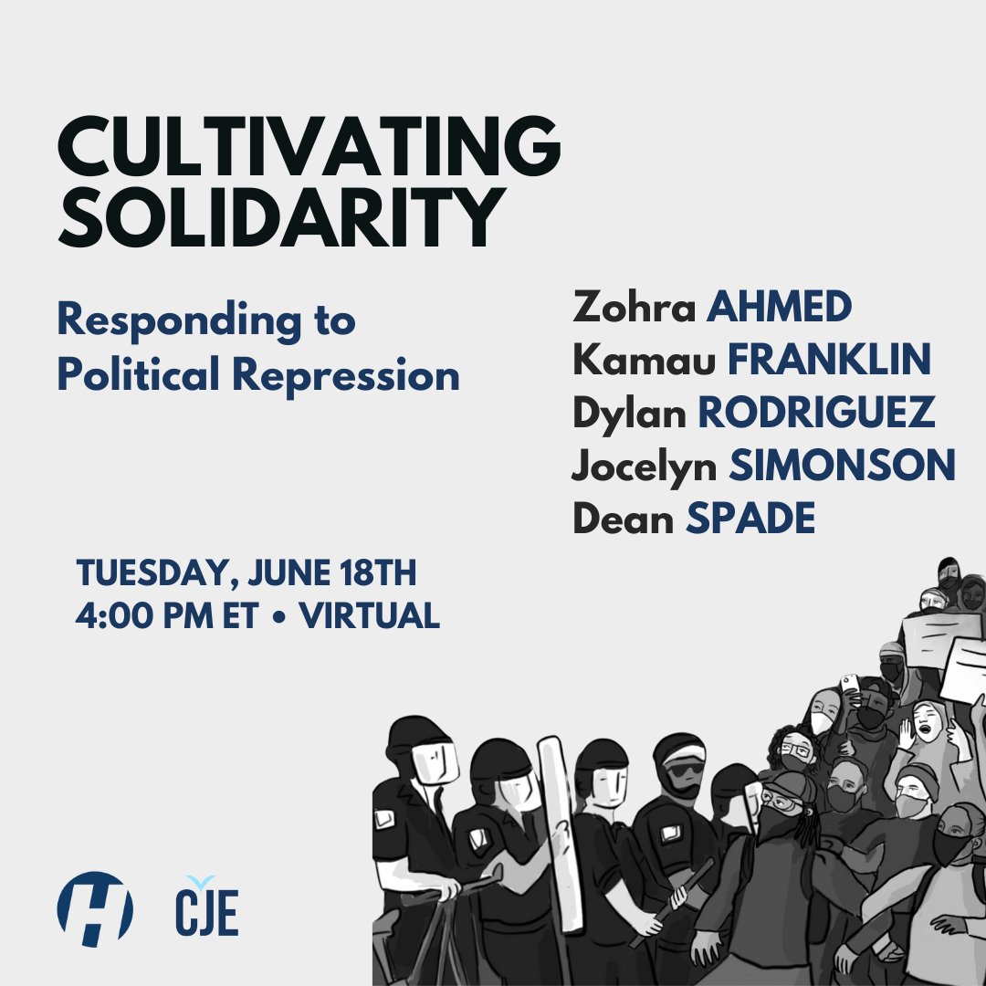 CommJusticeExch's tweet image. We are so excited to collaborate w/ @haymarketbooks and this amazing group of organizers to talk about responding to political repression &amp;amp; cultivating solidarity