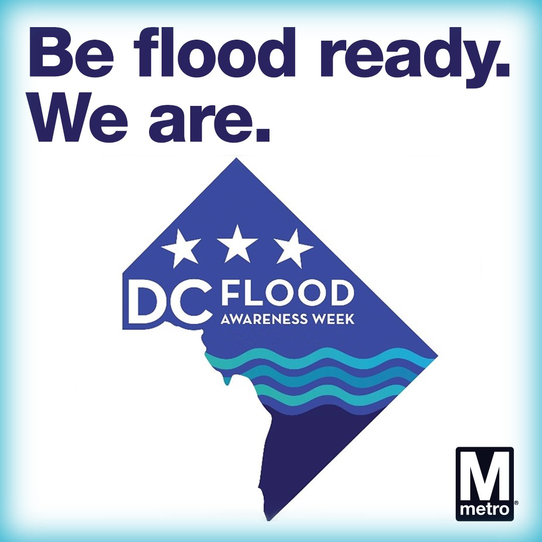 wmata's tweet photo. It's #DCFloodAwarenessWeek! ☔️ Your safety is our priority. During floods, travel disruptions are likely. We prepare by deploying sandbags, checking drainage pumps, &amp; mobilizing crews to respond. Sign up for our new alerts service ➡️https://t.co/CIpMn4yPCR to stay updated. #wmata https://t.co/fFjwZ96ce9