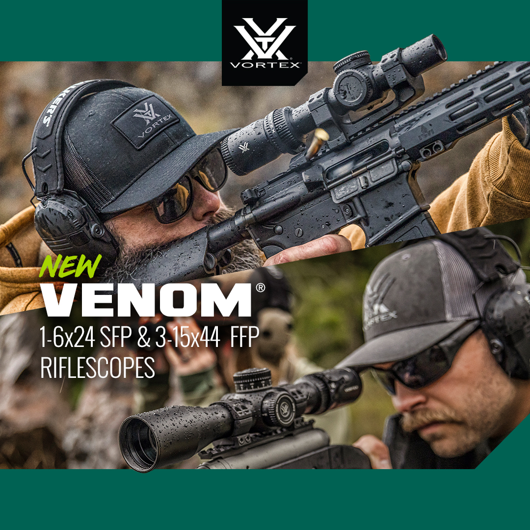 PrimaryArms's tweet image. New Venom Optics 🔭🐍

Did you know that vortex optics recently dropped The Vortex Venom 1-6x24 SFP and the Vortex Venom 3-15x44 FFP.
Both models offer robust construction and easy adjustments!

Shop Here: tinyurl.com/22d824wc

#VortexOptics #PrimaryArms Online