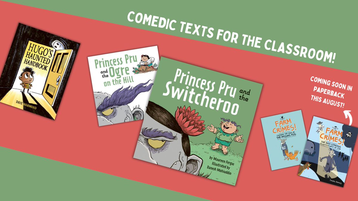 owlkids's tweet photo. Comedic texts for the classroom! Use these hilarious picture books and graphic novels to teach your students the art of writing funny!
-THE PRINCESS PRU BOOKS
-HUGO'S HAUNTED HANDBOOK
-THE FARM CRIMES! BOOKS
#TextForms #ClassroomBooks #WritingSkills #ComedicTexts https://t.co/xMXKUCv6Zx